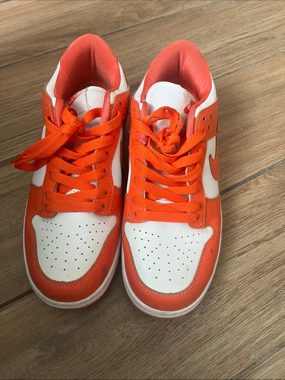 Nike Kids Orange and White Low-Top Sneakers
